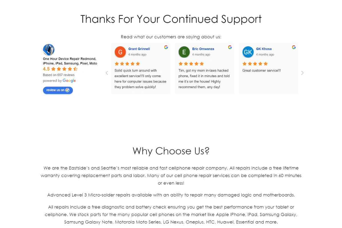 One Hour Device Repair Client Delloweb International